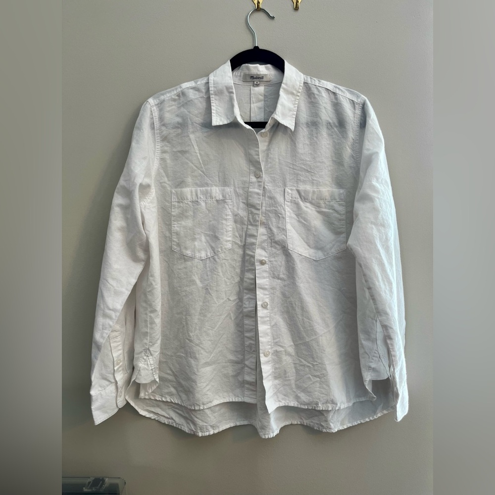 Madewell Medium White Button Down Long-Sleeve Shi… - image 1